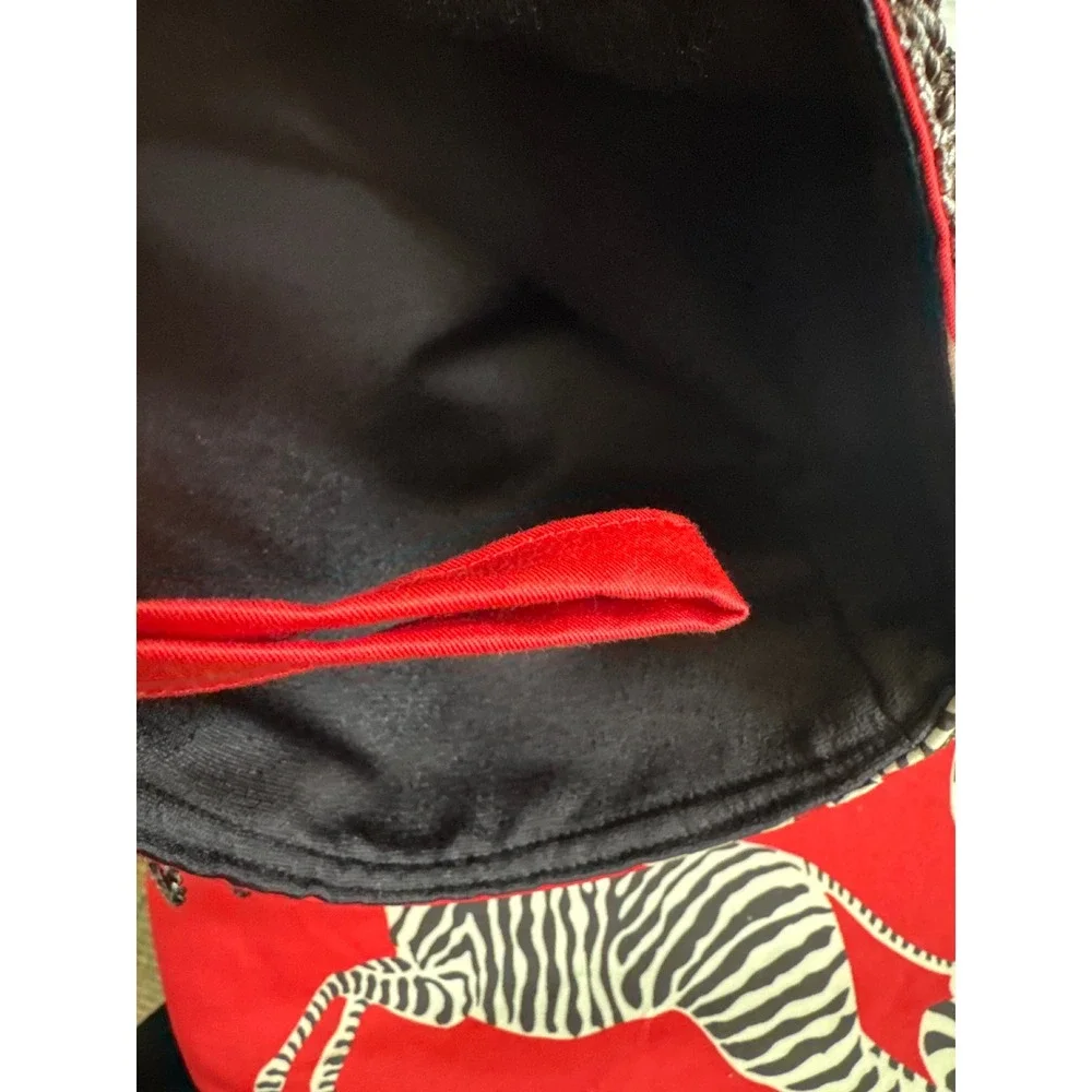 Scalamandre Zebras Christmas Stocking Red Cotton Bullion Fringe Safari Decor 23i